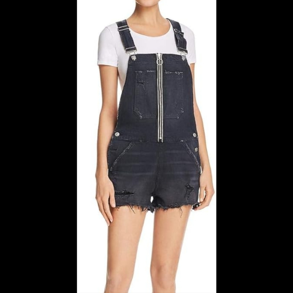 Women's Black Denim Overalls